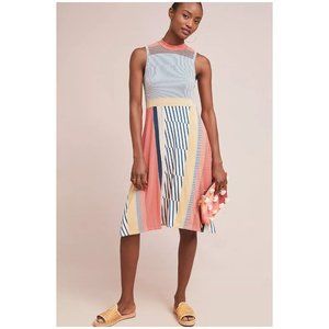 MAEVE Anthropologie Cleary Dress sz M Womens Mock Neck Striped Sleeveless Casual
